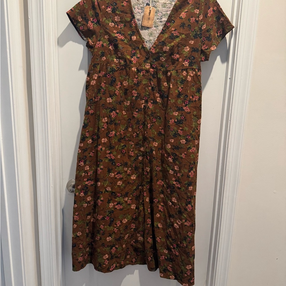 NATURAL LIFE Brown Floral Midi dress FALL vibes